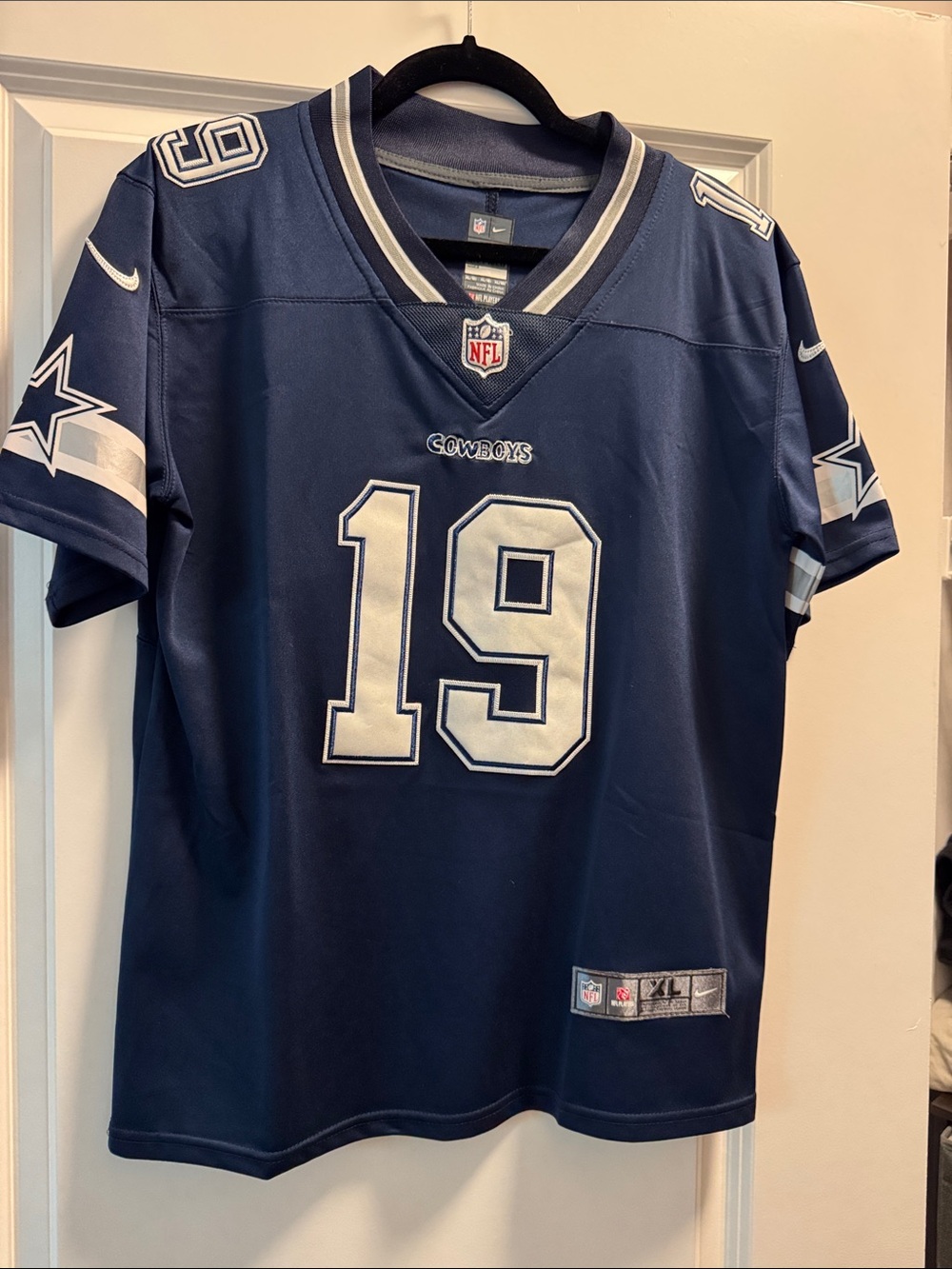 Kids XL (18) Nike Dallas Cowboys Navy and White #19 Football Jersey